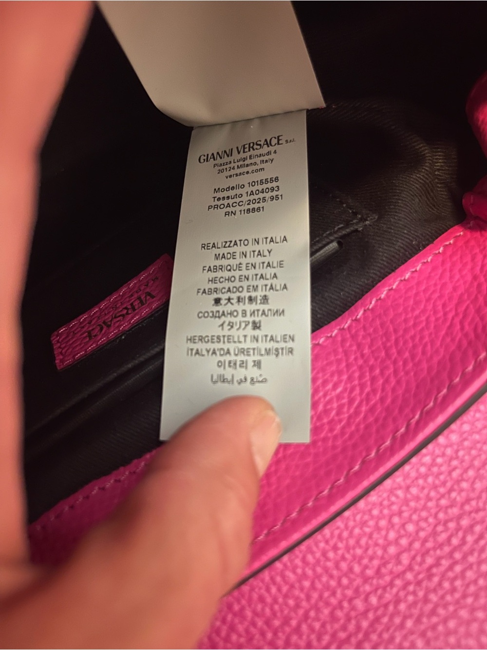 Versace Virtus Grainy Calf Small Pink Top-Handle Satchel with Gold Hardware - Picture 7 of 13